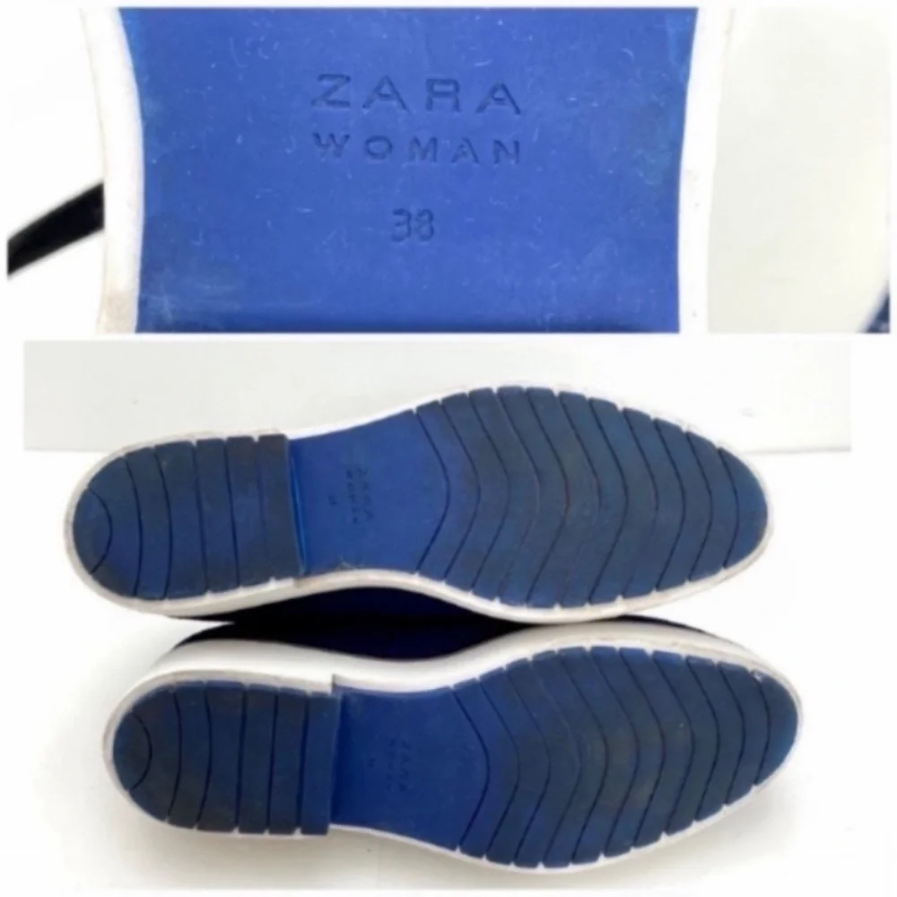 ZARA Knitted Platform Sole Classic Oxford Shoes in Blue Size 7.5